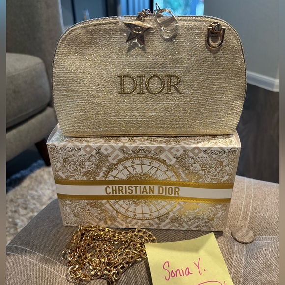 Brand New Dior 2024 Holiday Cosmetic Pouch Bag with Crossbody Chain - Picture 2 of 14